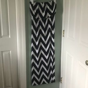 Strapless Chevron Maxi Dress